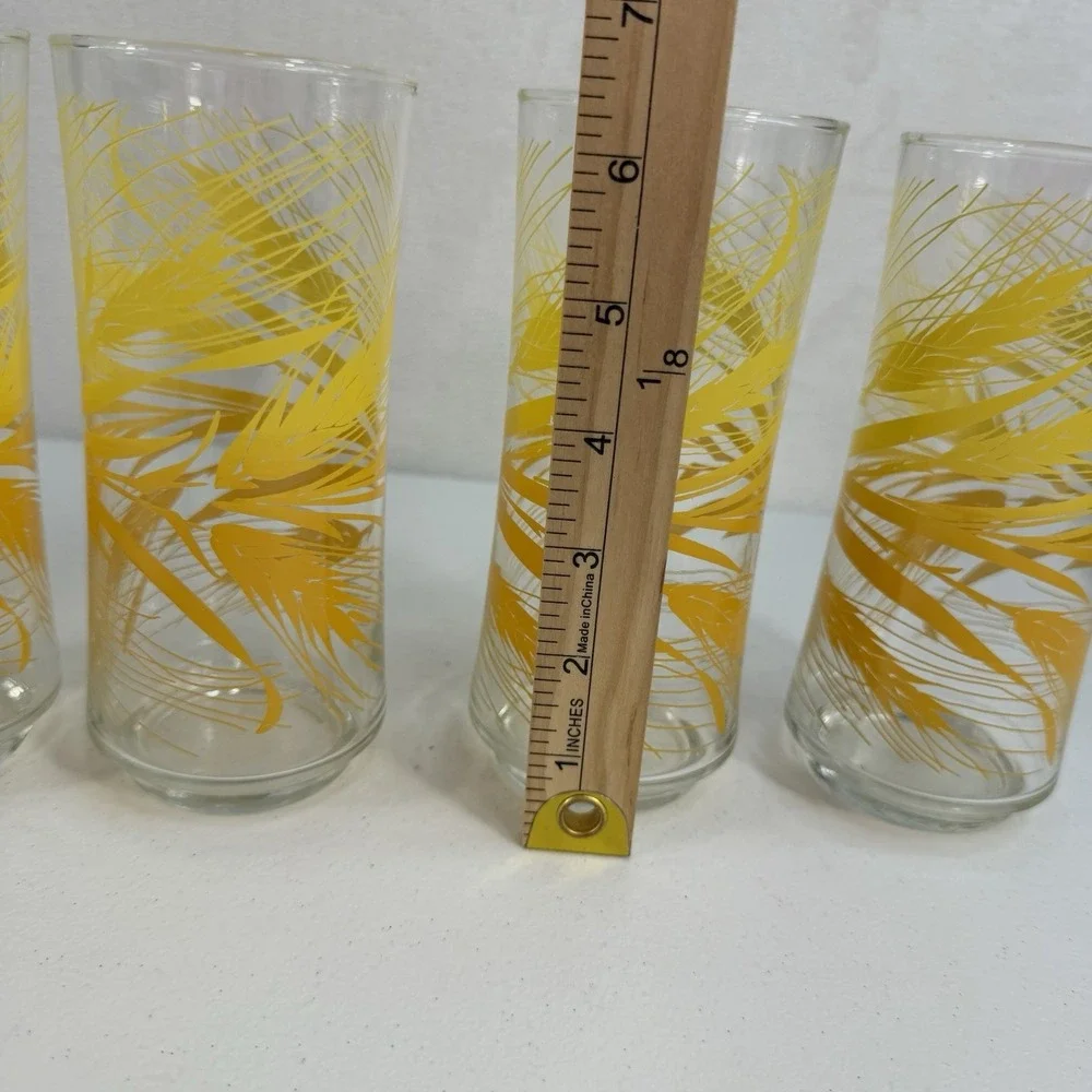 Set of 4 VTG  Libbey Golden‎ Wheat Harvest Tumblers  16 oz. Drinking Glasses